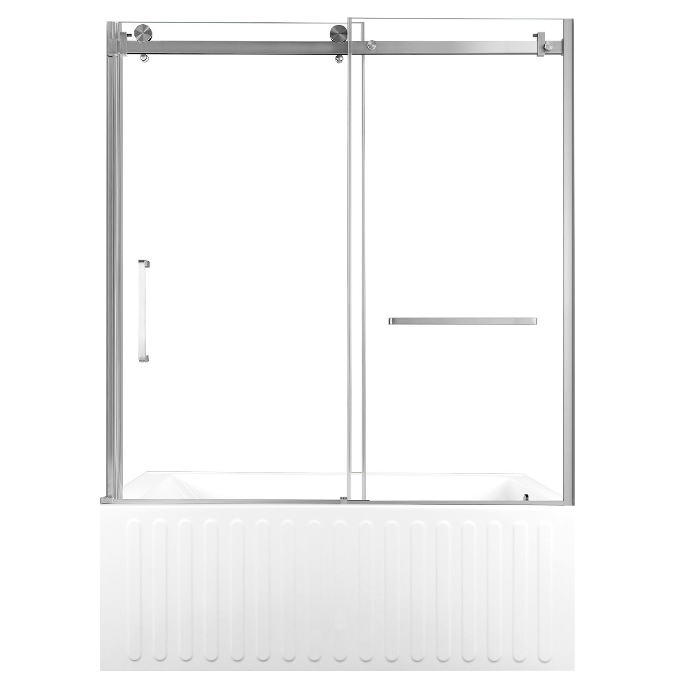 KVTDE603121R8 Acrylic Rectangular 3-Wall Alcove Tub Combo with Tub Door - White & Brushed Nickel