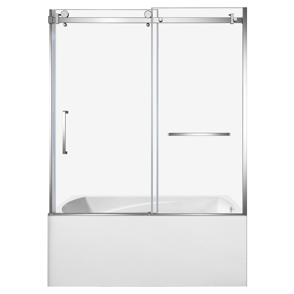 KVTAM6032R211 60 x 32 x 81 in. Acrylic Rectangular 3-Wall Alcove Tub Combo with Tub Door - White & Polished Chrome