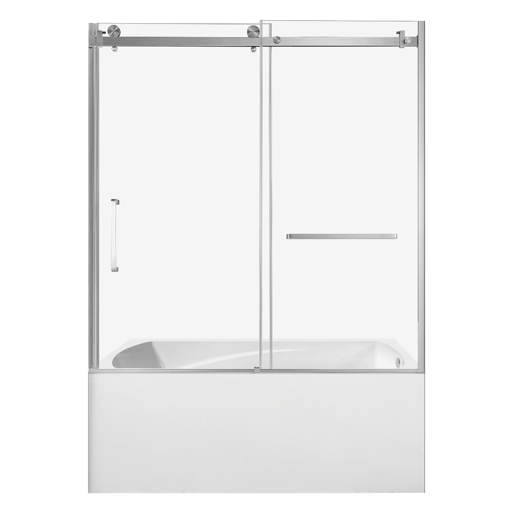 KVTAM6032R218 60 x 32 x 81 in. Acrylic Rectangular 3-Wall Alcove Tub Combo with Tub Door, White & Brushed Nickel