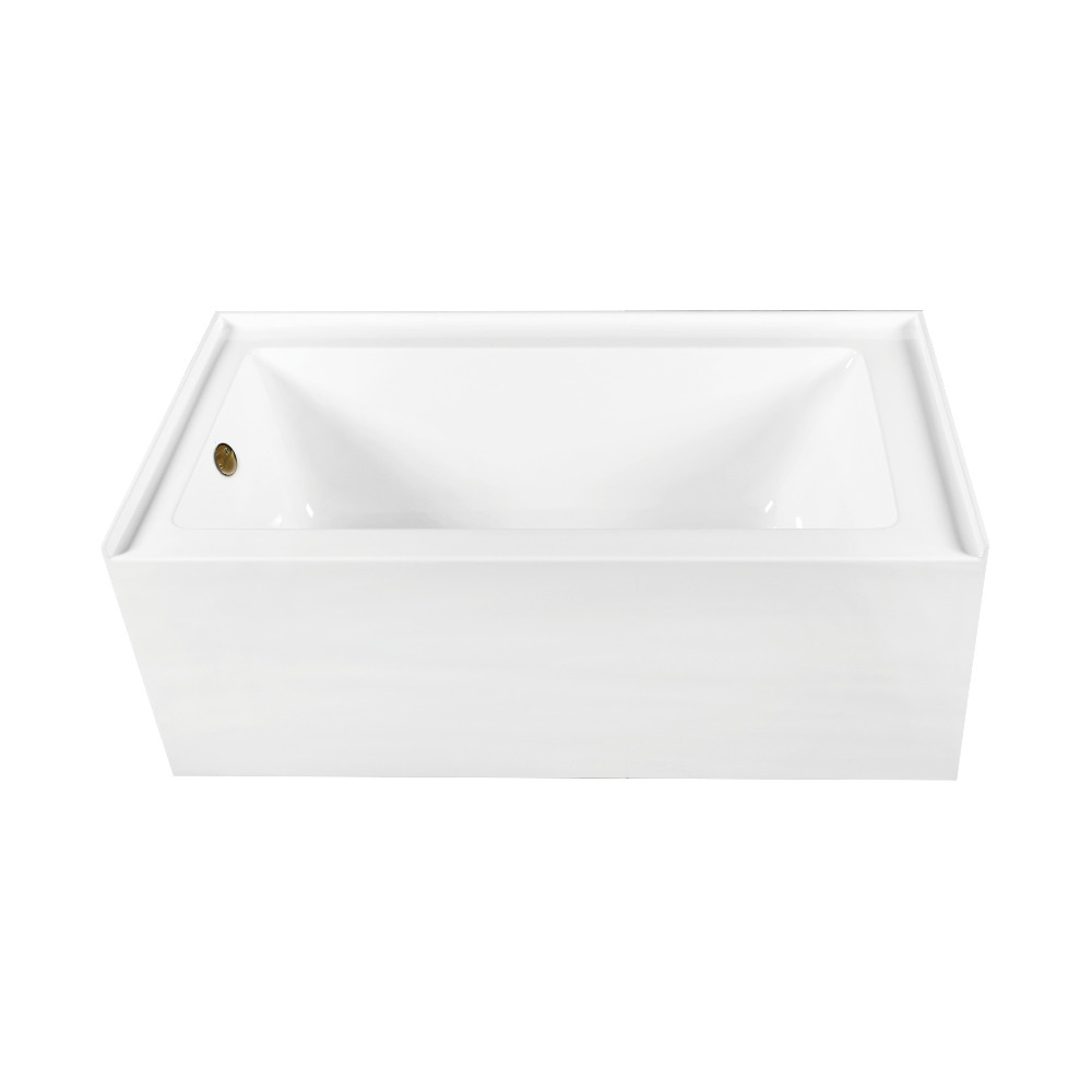 CVTDE603122L3 60 x 30.68 x 22.06 in. Acrylic Rectangular 3-Wall Alcove Tub Combo with Waste & Overflow Drain, Glossy White & Antique Brass