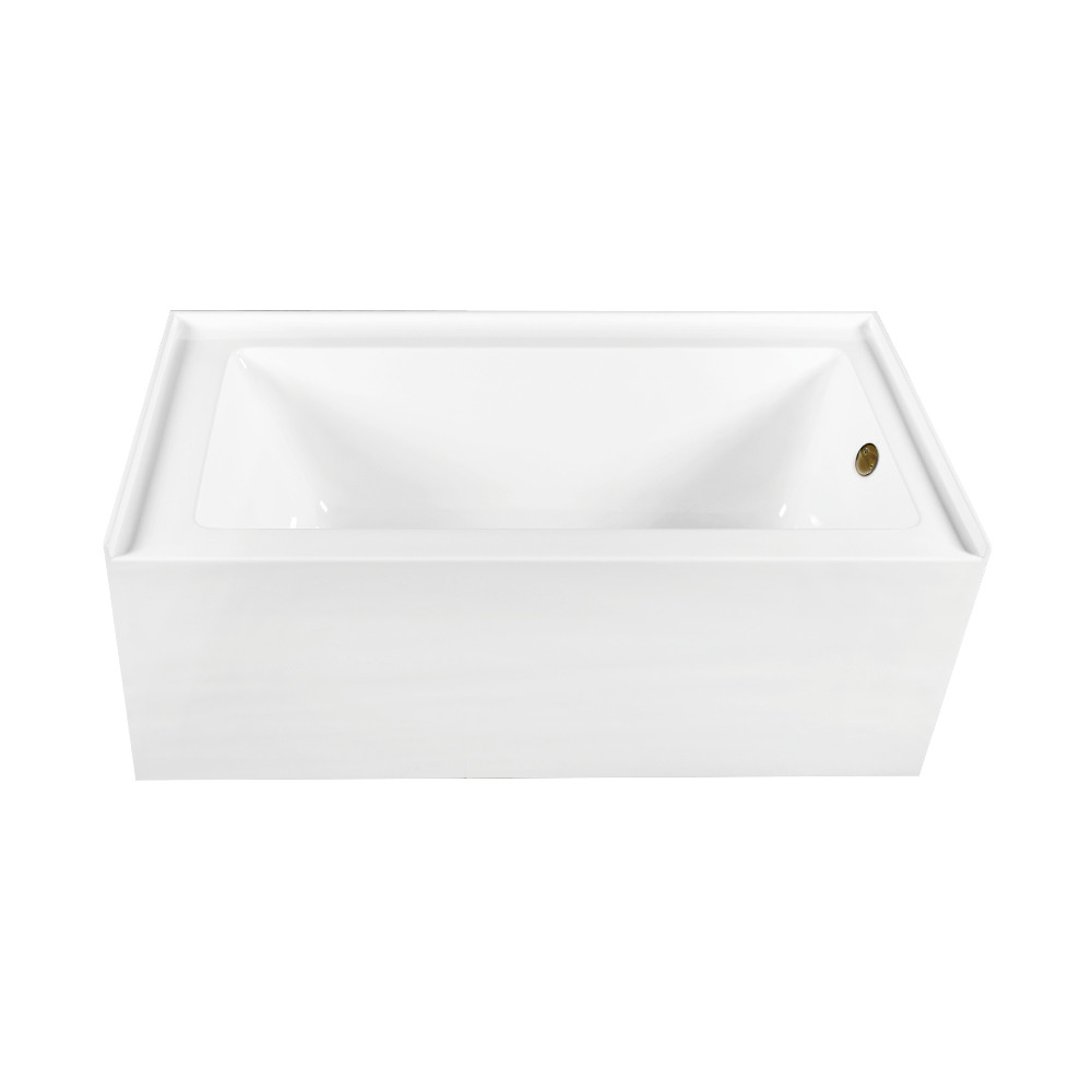 CVTDE603122R3 60 x 30.68 x 22.06 in. Acrylic Rectangular 3-Wall Alcove Tub Combo with Waste & Overflow Drain - Glossy White & Antique Brass