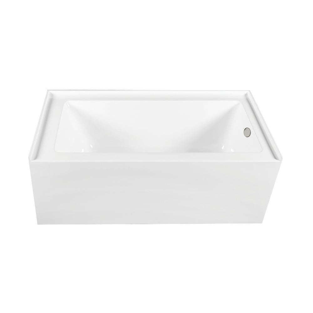 CVTDE603122R6 60 x 30.68 x 22.06 in. Acrylic Rectangular 3-Wall Alcove Tub Combo with Waste & Overflow Drain, Glossy White & Polished Nickel