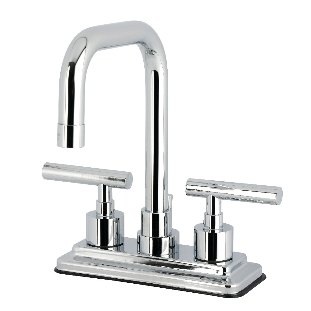 KS6641CML Manhattan Double-Handle 4 in. Center Set Bathroom Faucet with Brass Pop-Up - Polished Chrome