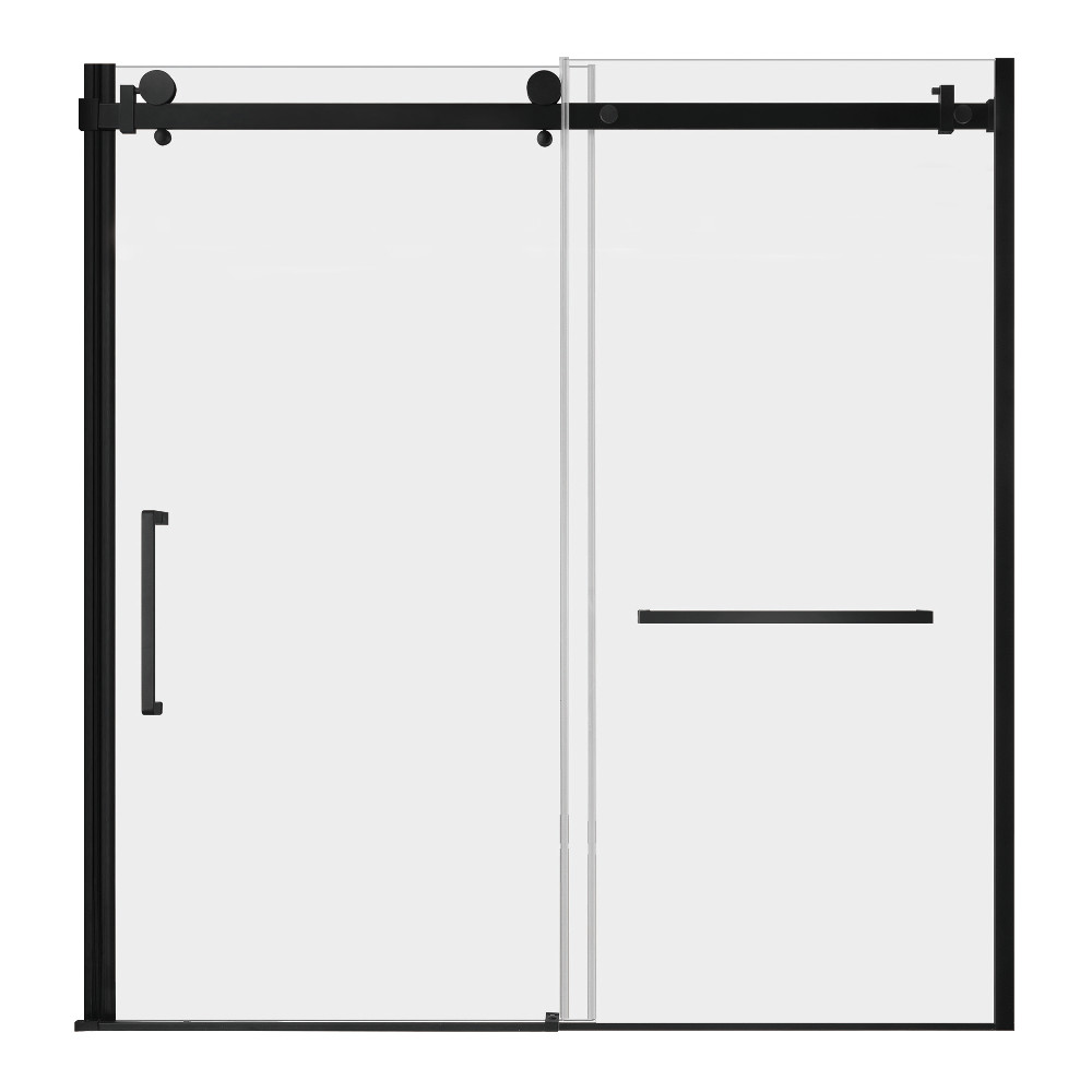 Tub Door - Matte Black - 57.88 x 60 in. - Frameless Design