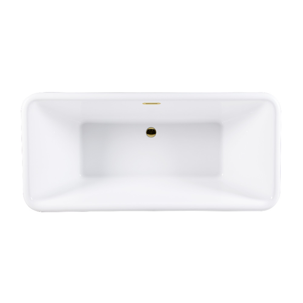 VTSQ713224C422 71 in. Acrylic Oval Rectangular Double Ended Pedestal Tub with Drain - Glossy White & Polished Brass