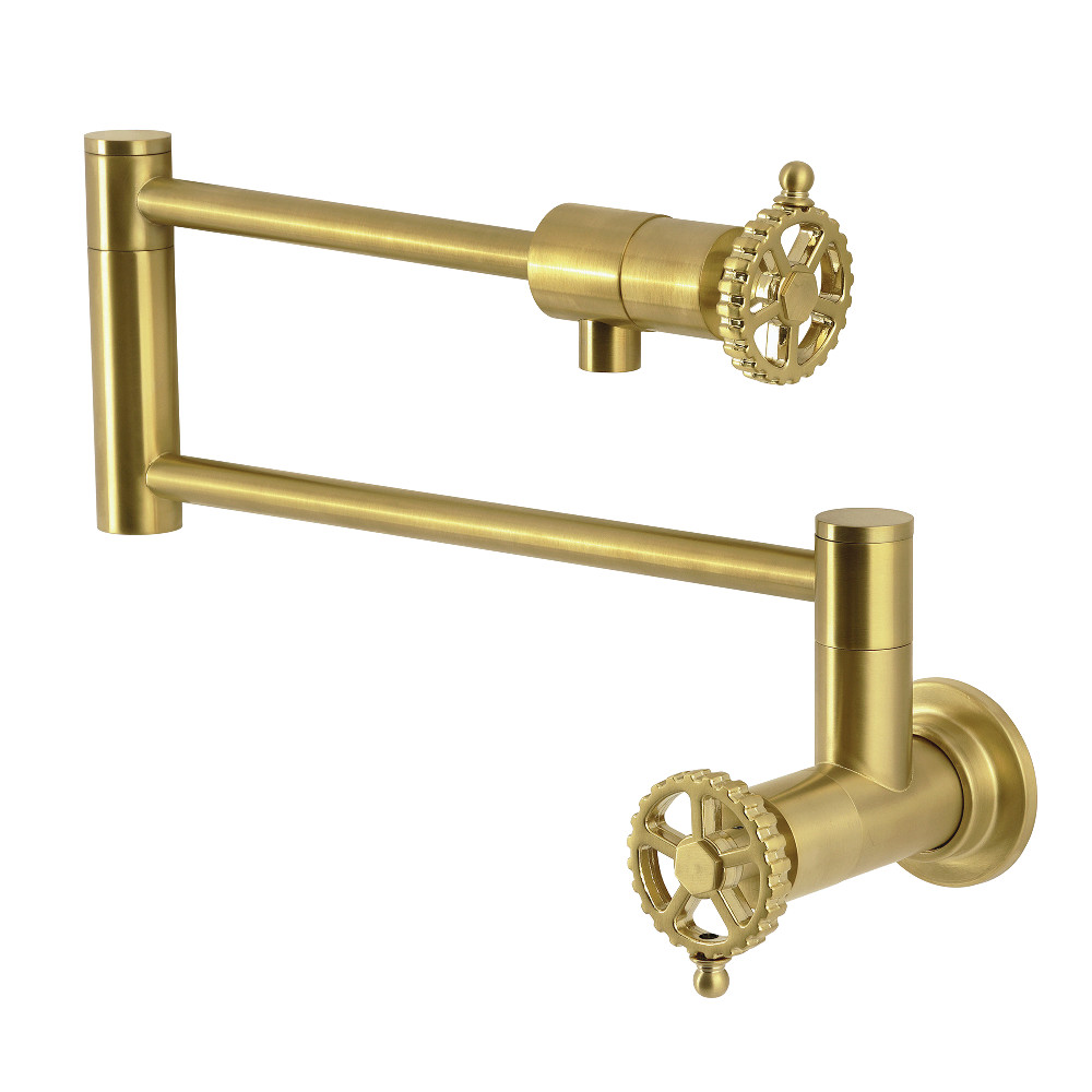 Picture of Kingston Brass KS4107CG Maximum 23.68 in. Spout Reach Fuller Wall Mount Pot Filler Faucet - Brushed Brass