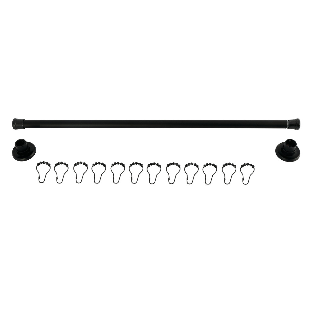 KSR360 Edenscape 36 in. -60 in. Stainless Steel Adjustable Shower Curtain Rod with Rings - Matte Black