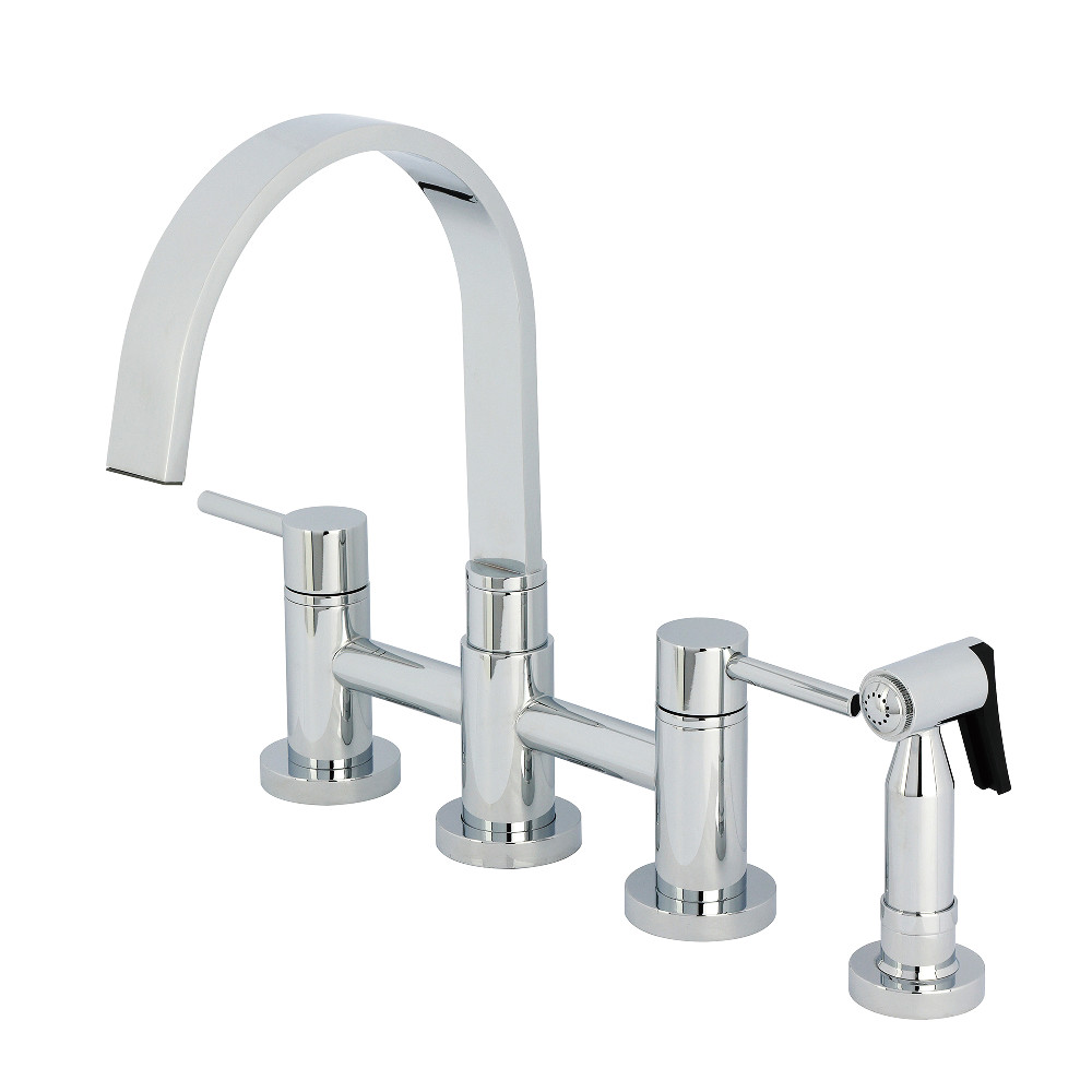 Picture of Kingston Brass KS8261DLBS Concord Bridge Kitchen Faucet with Brass Side Sprayer, Polished Chrome