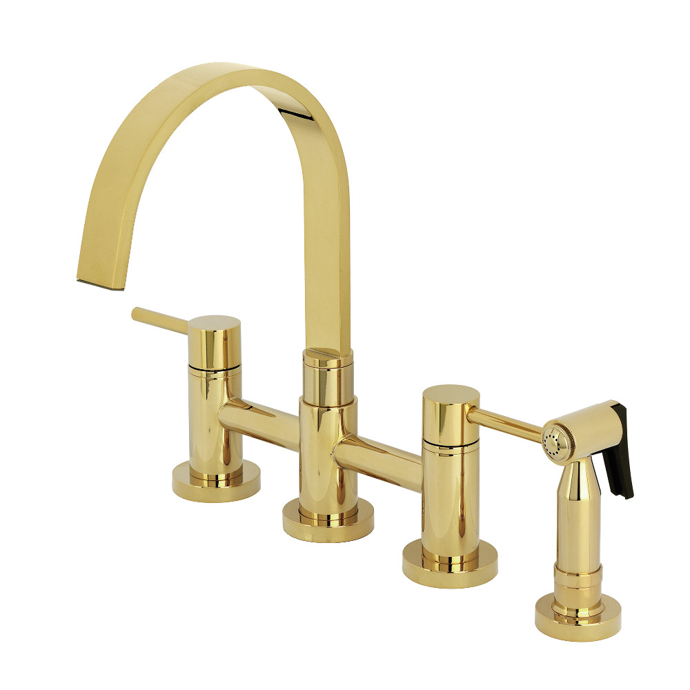 Picture of Kingston Brass KS8262DLBS 8 x 7.31 x 12.31 in. Concord Bridge Kitchen Faucet with Brass Side Sprayer - Polished Brass