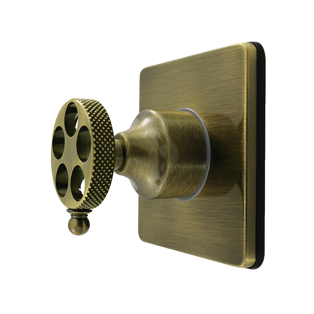 KS4043RKX Webb Single-Handle Six-Way Diverter Valve with Knurled Handle & Square Trim Kit - Antique Brass