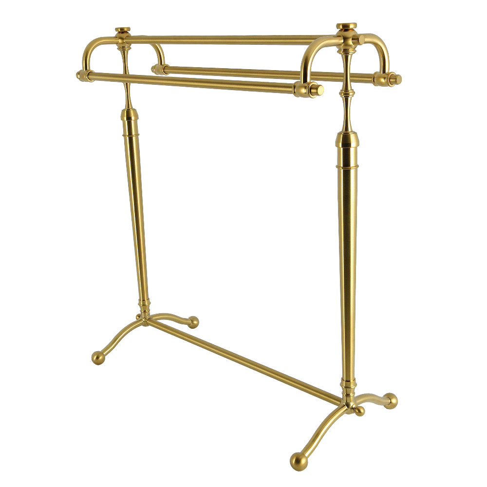 Warwick 28in. Freestanding Pedestal Towel Rack - Brushed Brass - Durable Design