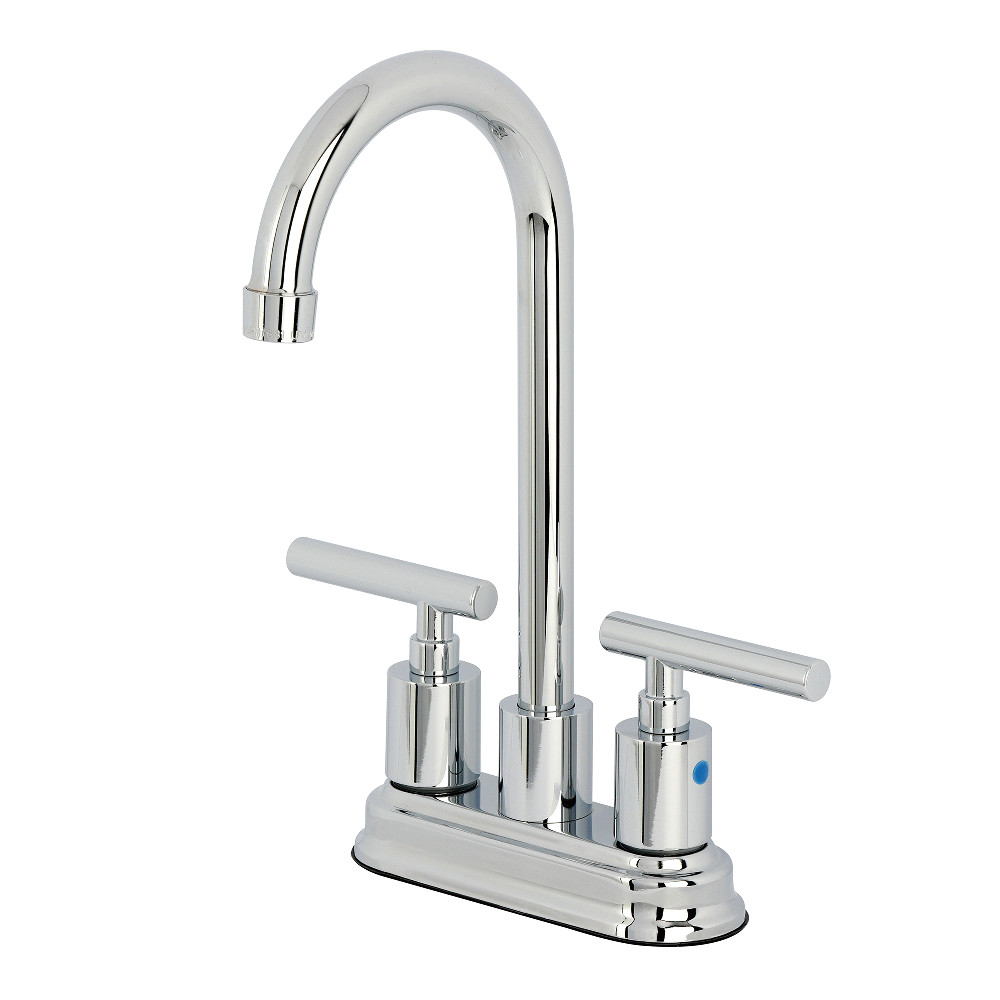 Picture of Kingston Brass FB8491CML Manhattan Double-Handle 4 in. Center Set High-Arc Bar Faucet - Polished Chrome