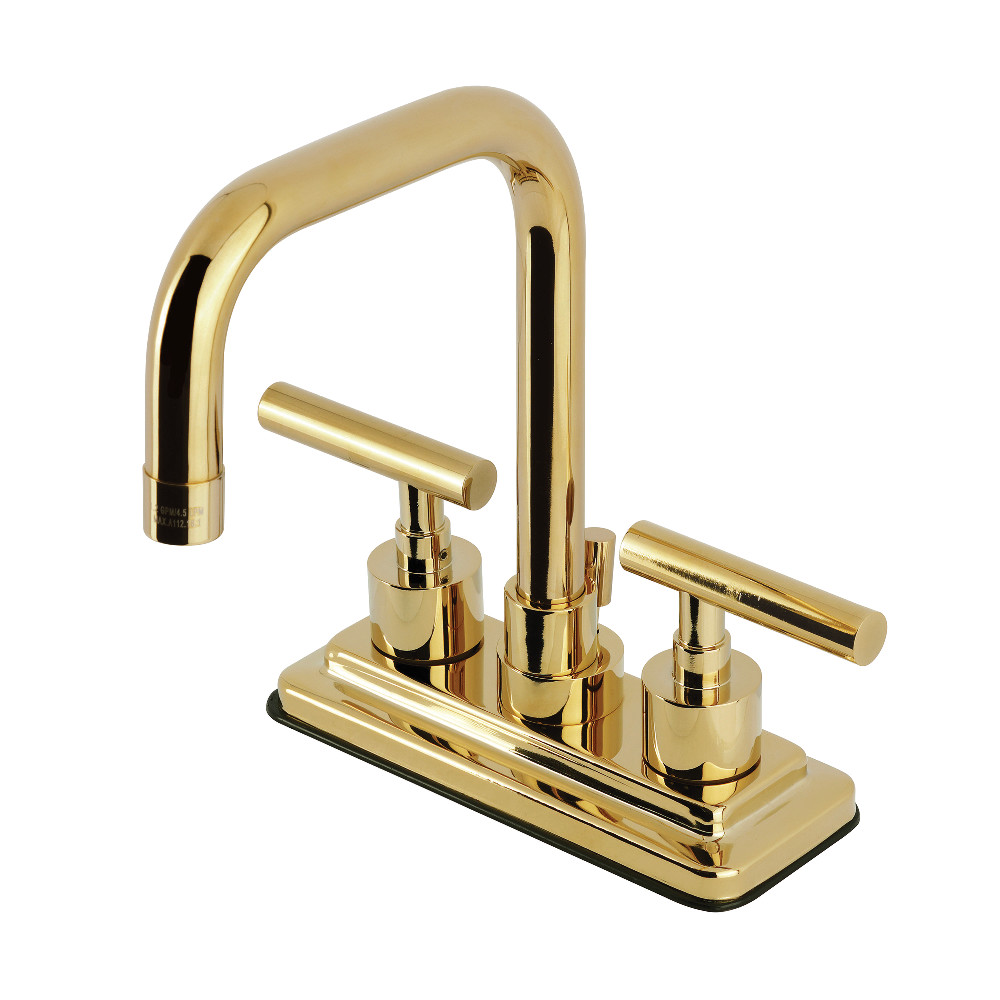 KS6642CML Manhattan Double-Handle 4 in. Center Set Bathroom Faucet with Brass Pop-Up - Polished Brass