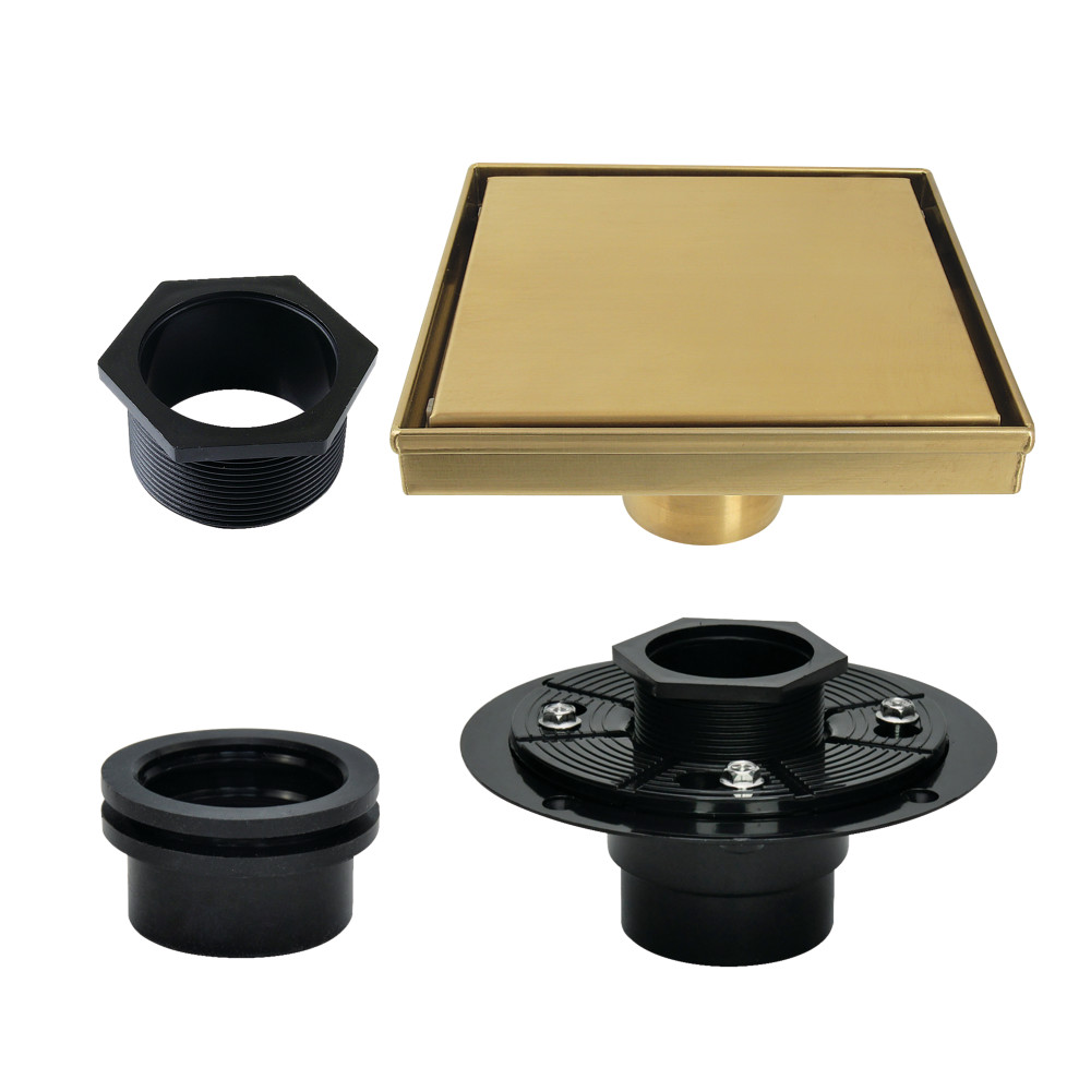 Watercourse Square Shower Drain - Brushed Brass - 6in. x 6in. - Durable Design