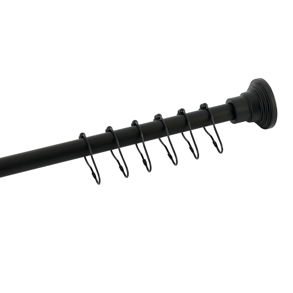 SCC2810 Edenscape 38 in. -60 in. Stainless Steel Adjustable Shower Curtain Rod with Rings - Matte Black