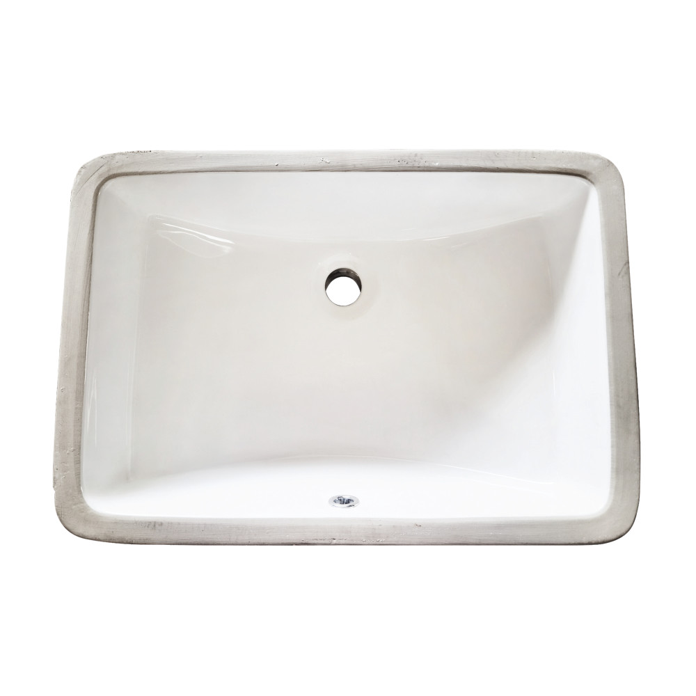 Piazza 21in. Ceramic Undermount Bathroom Sink - White - Rectangular - Glossy Finish