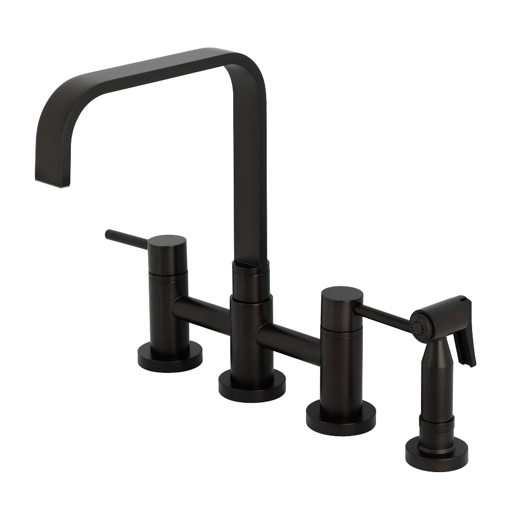 Picture of Kingston Brass KS8255DLBS Concord Bridge Kitchen Faucet with Brass Side Sprayer - Oil Rubbed Bronze