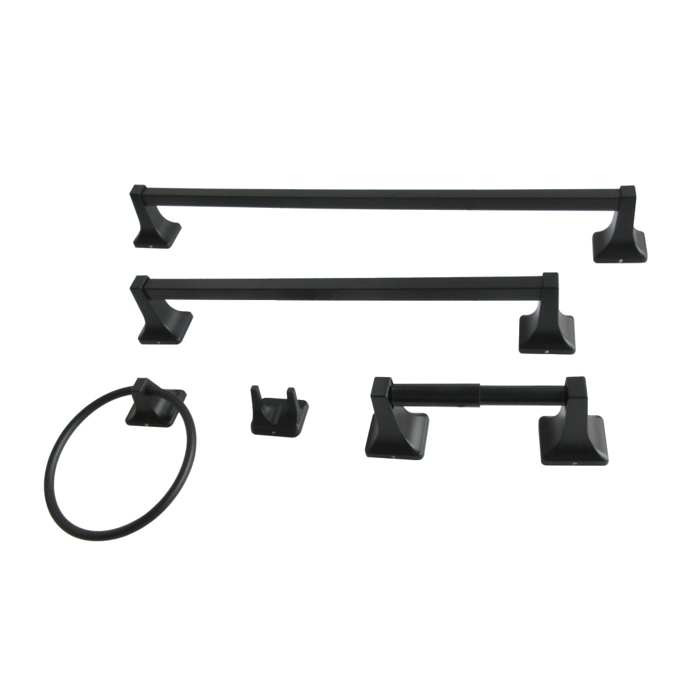 Milton Towel Bar Set - Matte Black - 5 Piece - Retro Design