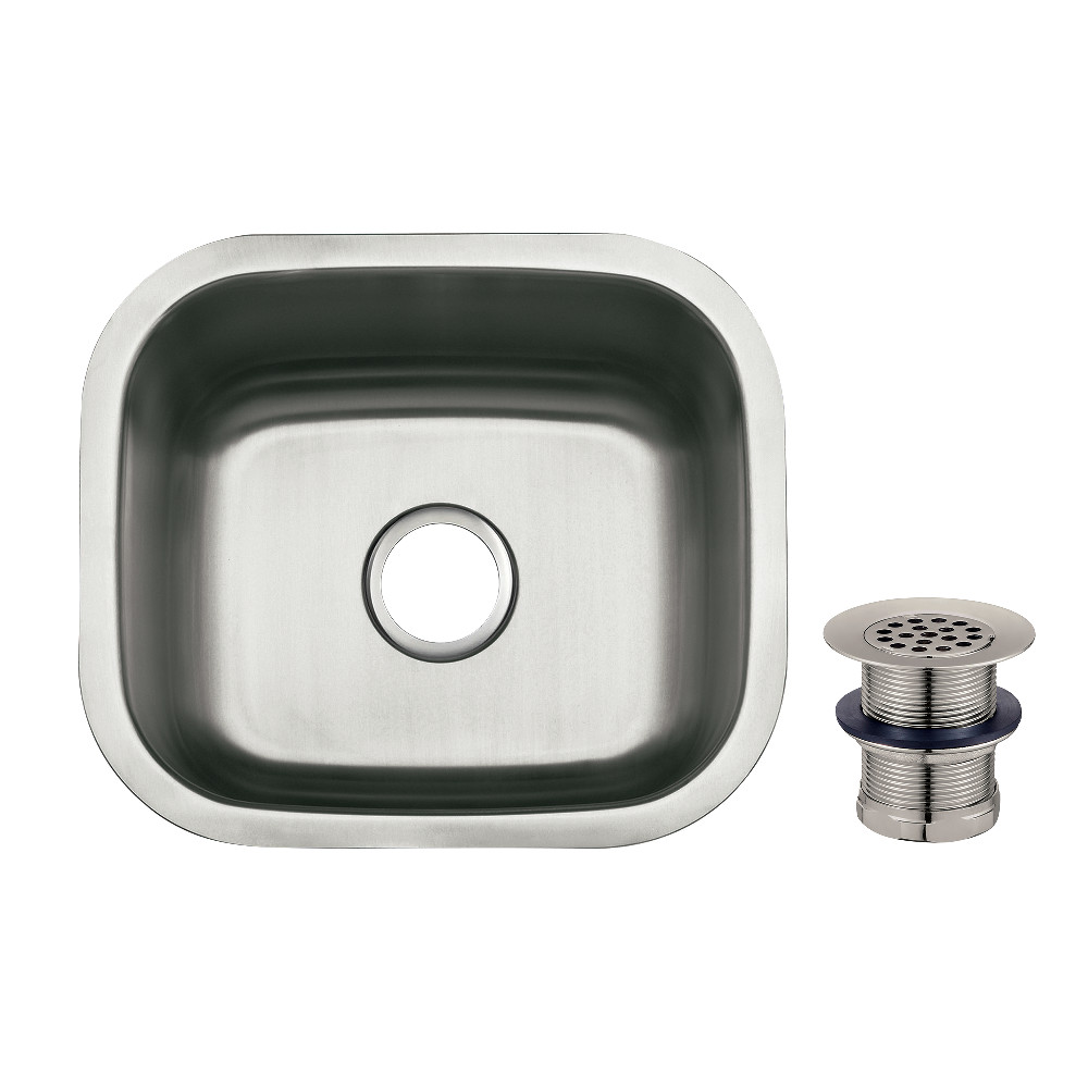 Picture of Kingston Brass KGKUS161688 Gourmetier Loft 16 in. Stainless Steel Single Bowl Undermount Bar Prep Sink - Stainless Steel & Brushed Nickel