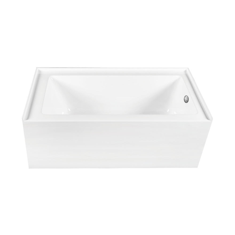 CVTDE603122R8 60 x 30.68 x 22.06 in. Acrylic Rectangular 3-Wall Alcove Tub Combo with Waste & Overflow Drain, Glossy White & Brushed Nickel
