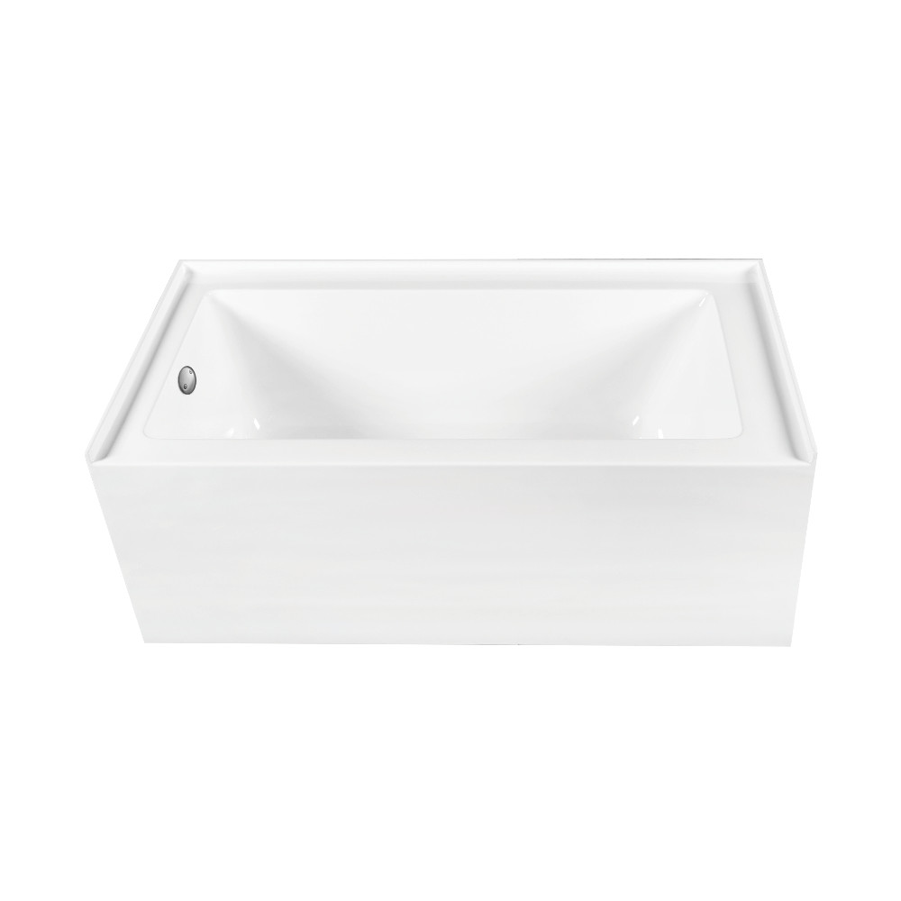 CVTDE603122L8 60 x 30.68 x 22.06 in. Acrylic Rectangular 3-Wall Alcove Tub Combo with Waste & Overflow Drain - Glossy White & Brushed Nickel