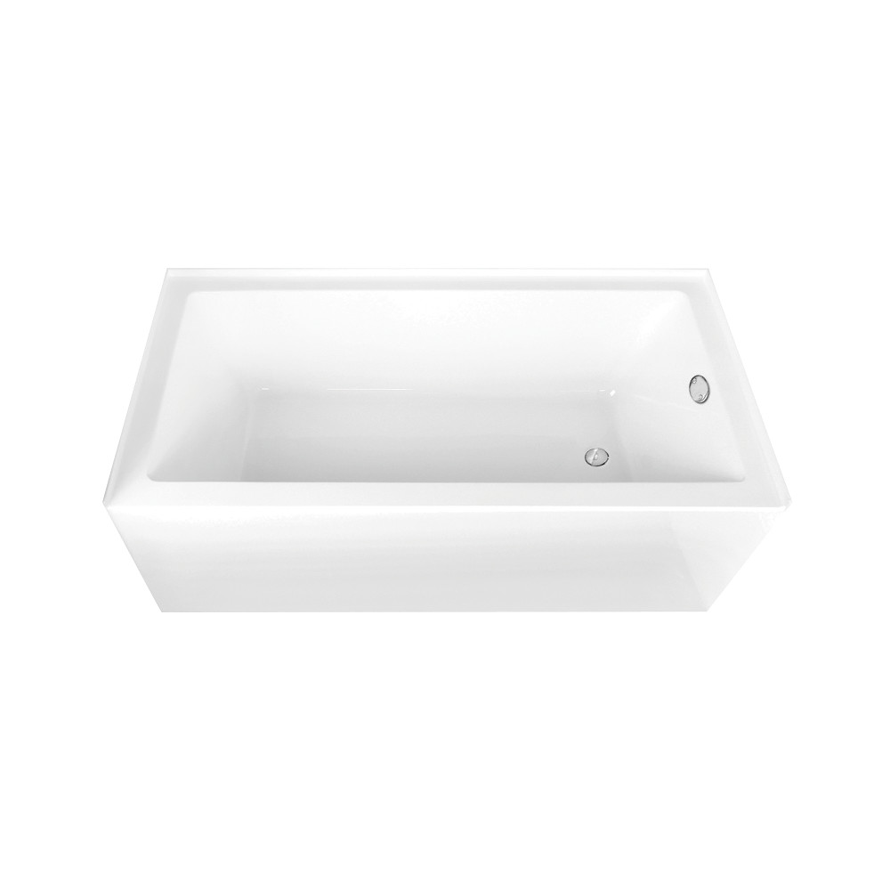 CVTAP663222R1 66 x 32 x 20.5 in. Acrylic Rectangular 3-Wall Alcove Tub Combo with Waste & Overflow Drain - Glossy White & Polished Chrome
