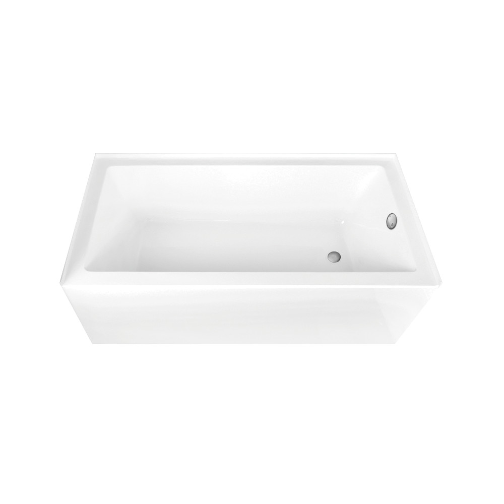 CVTAP663222R8 66 in. Acrylic Rectangular 3-Wall Alcove Tub Combo with Waste & Overflow Drain, Glossy White & Brushed Nickel