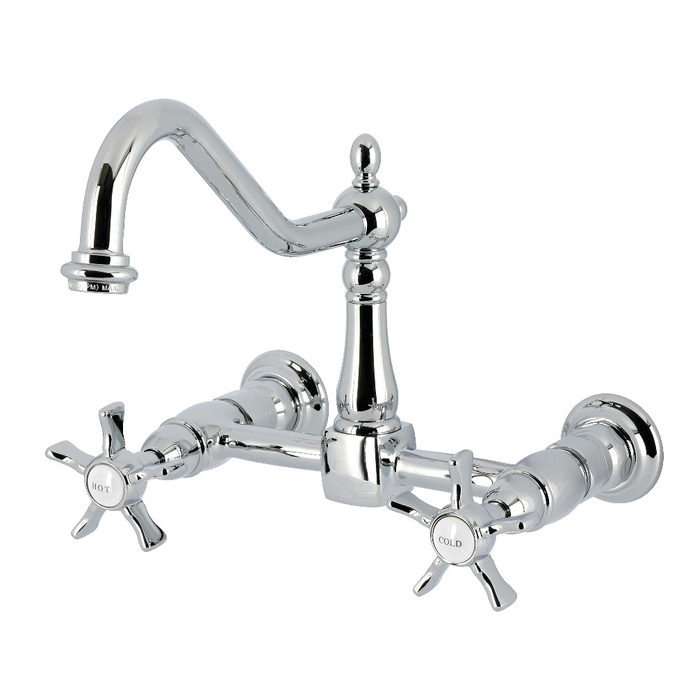 Picture of Kingston Brass KS1241NX Hamilton Double-Handle Wall-Mount Bridge Kitchen Faucet - Polished Chrome