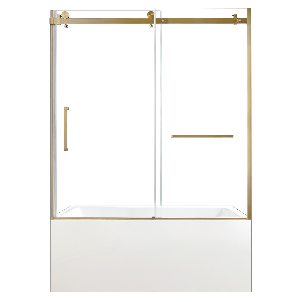 KVTDE603122R7 60 x 30.68 x 82.06 in. Acrylic Rectangular 3-Wall Alcove Tub Combo with Tub Door, White & Brushed Brass