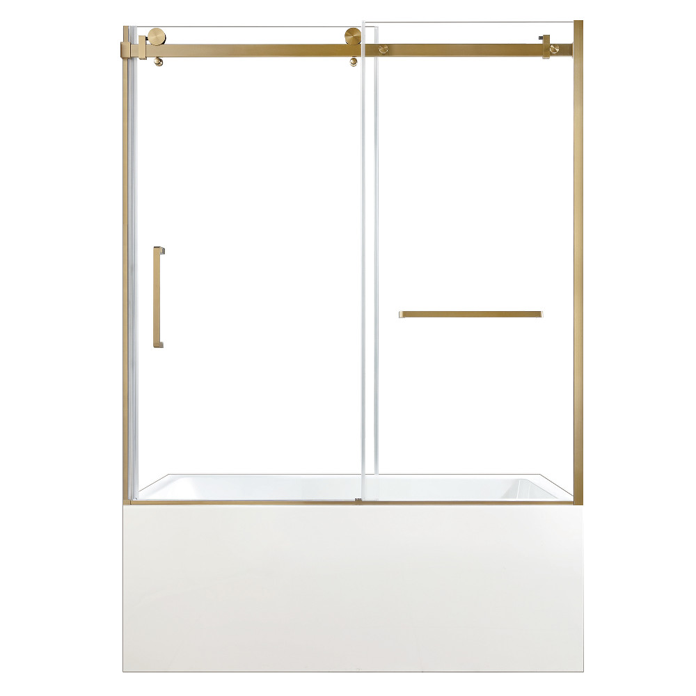 KVTAP603622R7 60 x 36 x 81.62 in. Acrylic Rectangular 3-Wall Alcove Tub Combo with Tub Door, White & Brushed Brass