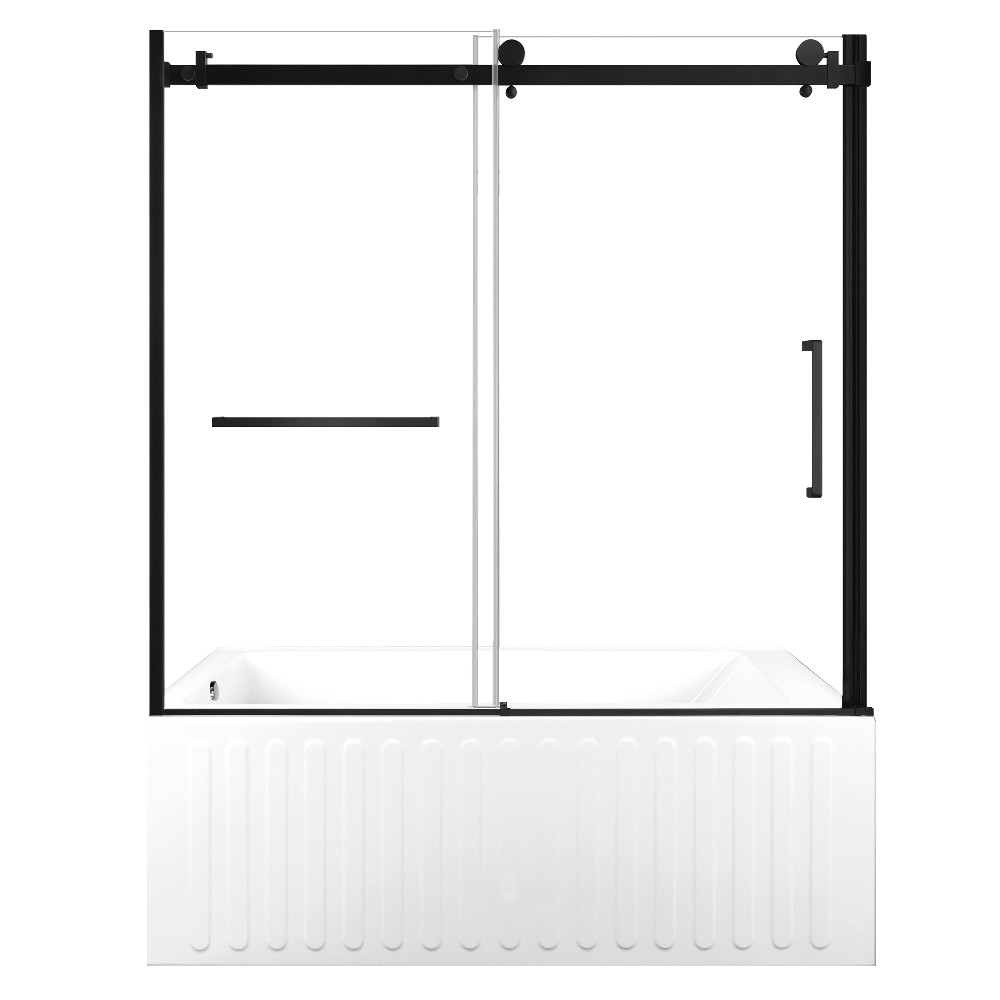 KVTDE603121L0 Acrylic Rectangular 3-Wall Alcove Tub Combo with Tub Door - White & Matte Black