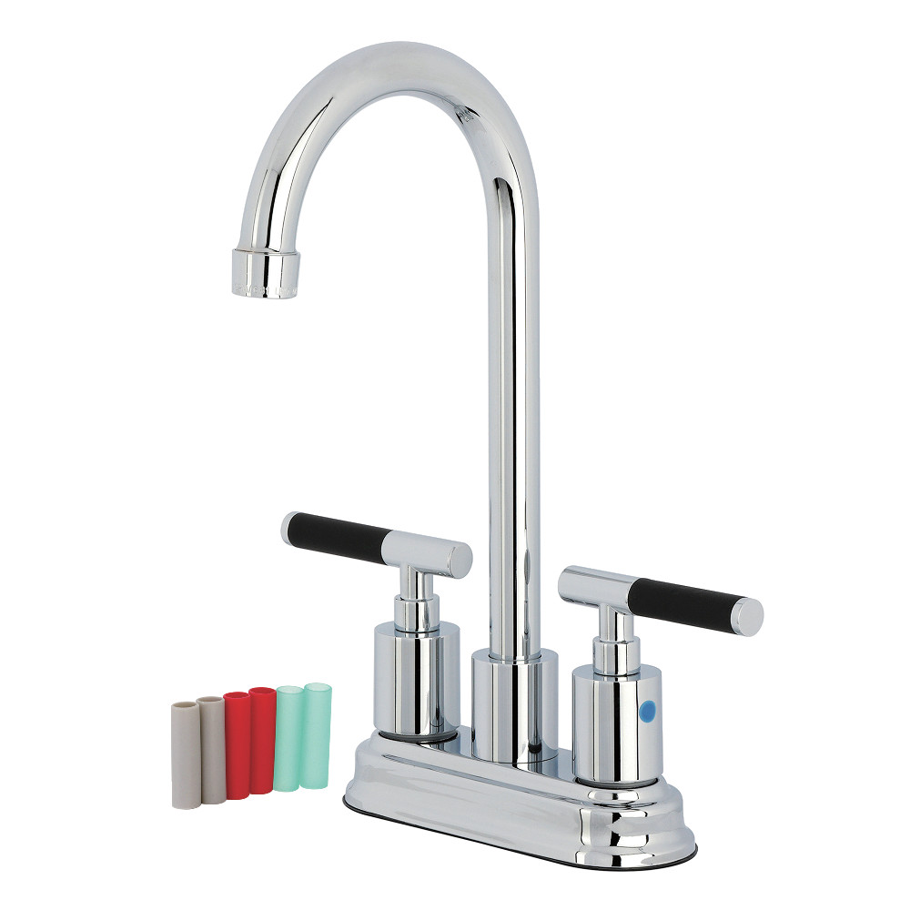 Picture of Kingston Brass FB8491CKL Kaiser Double-Handle 4 in. Center Set High-Arc Bar Faucet - Polished Chrome