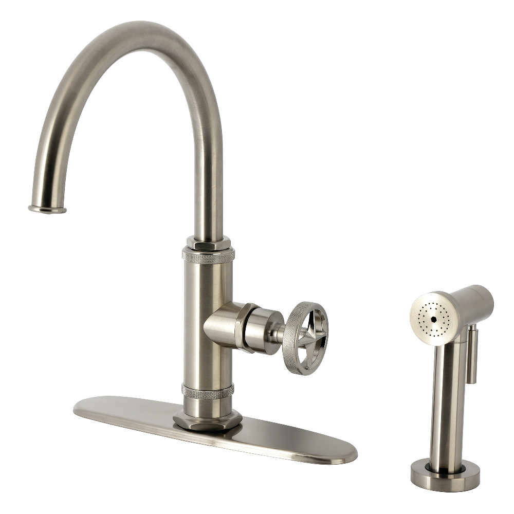 Picture of Kingston Brass KSD2438RNX Ostro Single-Handle Kitchen Faucet - Brushed Nickel