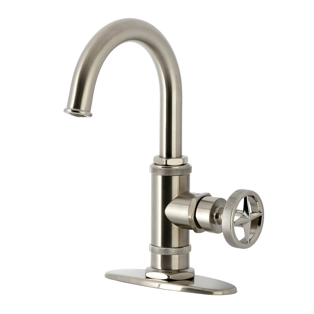 KSD2218RNX Ostro One-Handle Single-Hole Bathroom Faucet with Deck Plate & Push Pop-Up Drain - Brushed Nickel