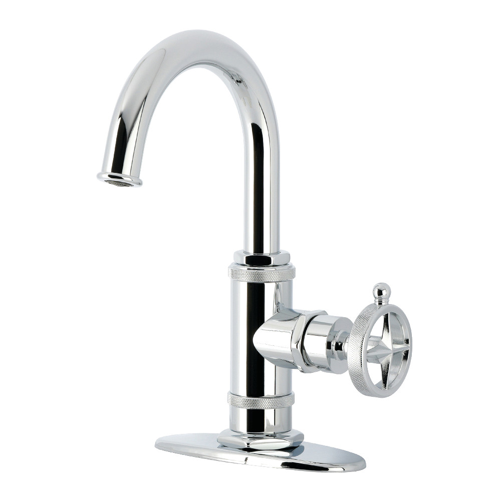 KSD2211RNK Levante One-Handle Single-Hole Bathroom Faucet with Deck Plate & Push Pop-Up Drain - Polished Chrome