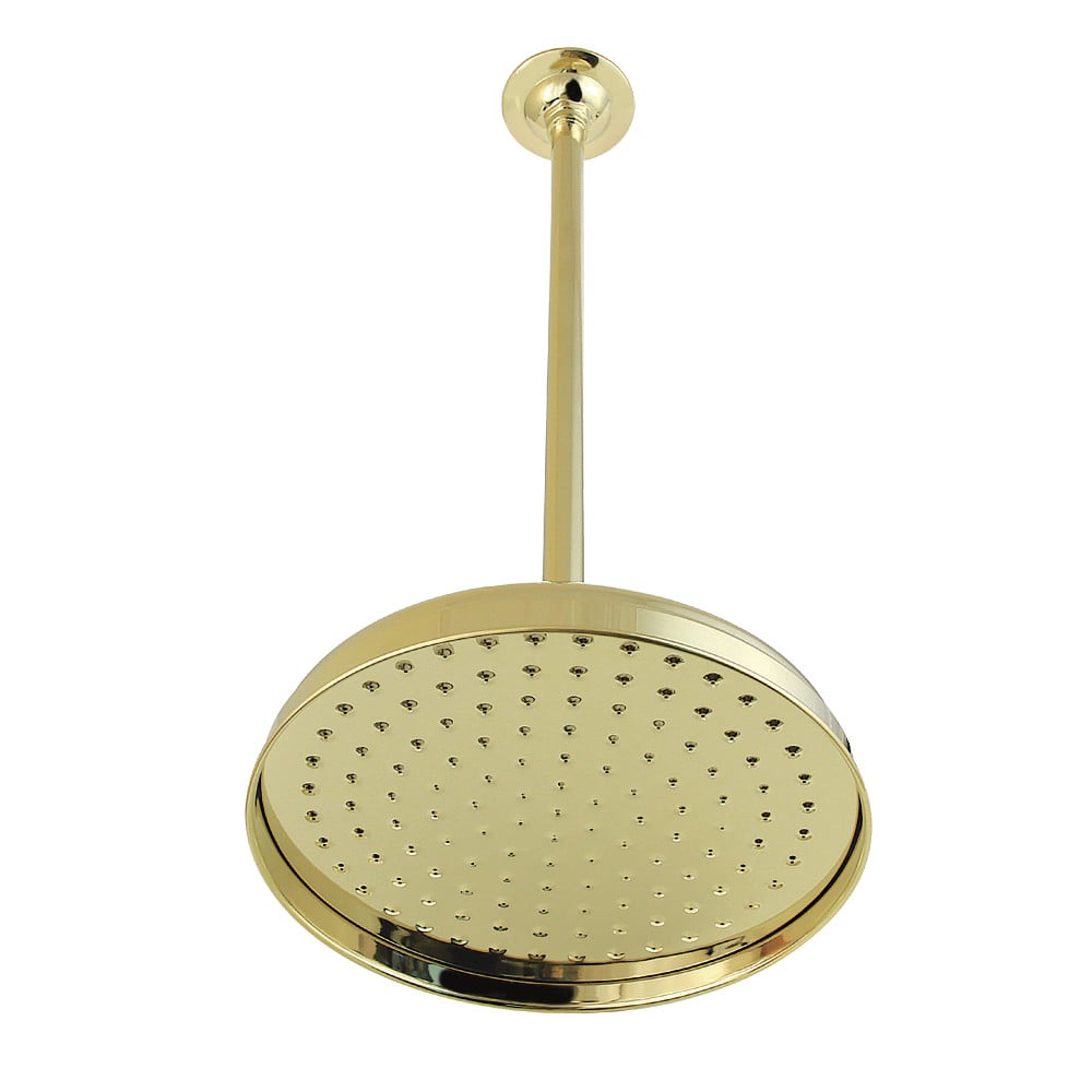 K225K22 Trimscape 10 in. Round Raindrop Brass Shower Head with 17 in. Ceiling Mounted Shower Arm - Polished Brass