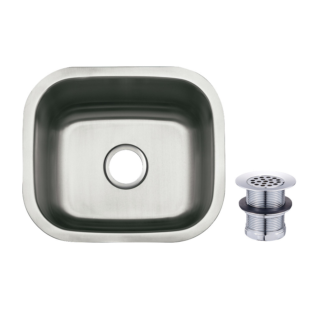 Picture of Kingston Brass KGKUS161681 Gourmetier Loft 16 in. Stainless Steel Single Bowl Undermount Bar Prep Sink - Stainless Steel & Polished Chrome