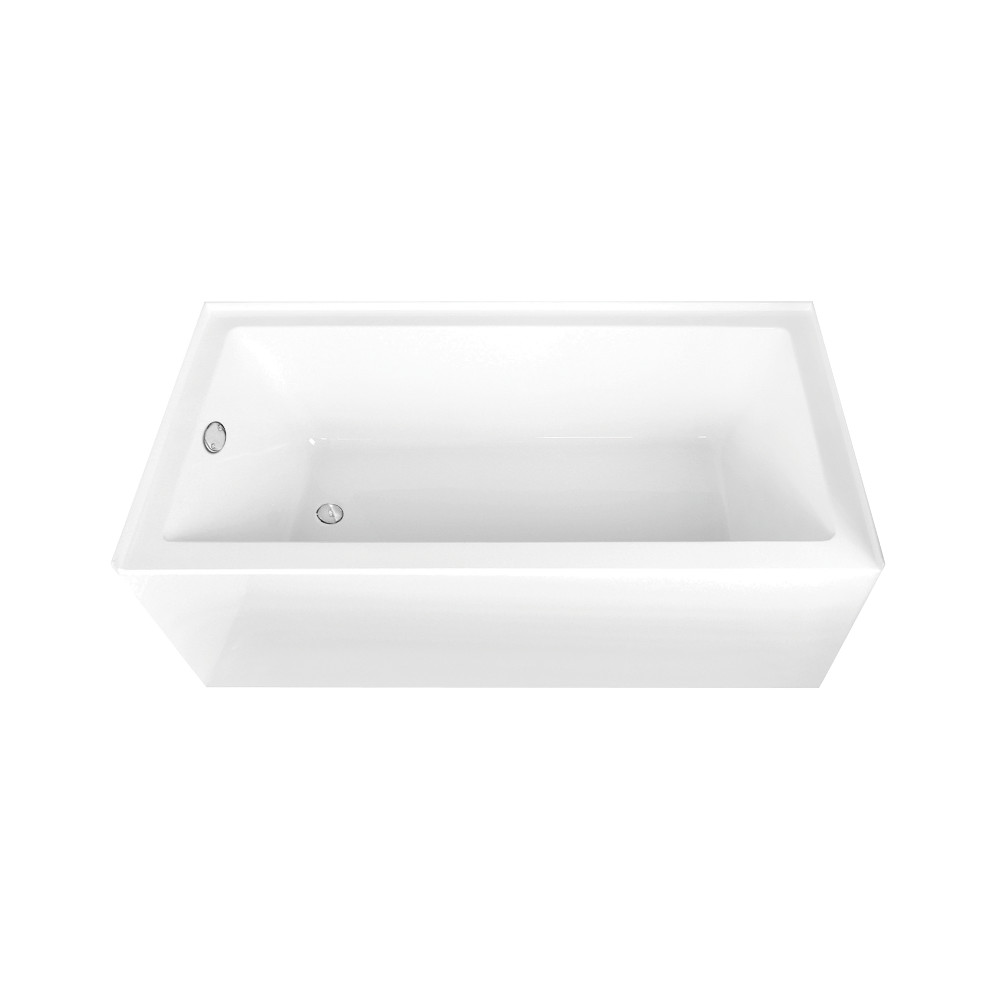 CVTAP663222L1 66 x 32 x 20.5 in. Acrylic Rectangular 3-Wall Alcove Tub Combo with Waste & Overflow Drain, Glossy White & Polished Chrome
