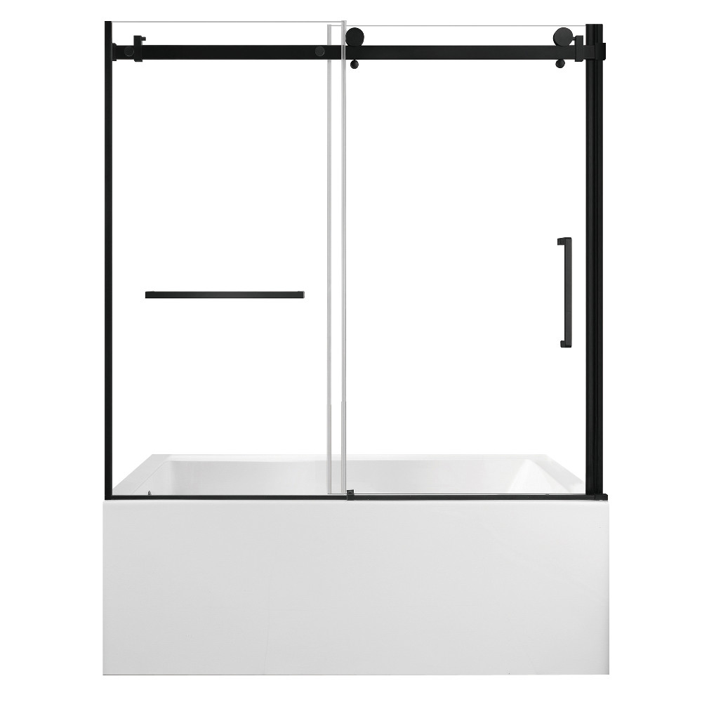 KVTDE603122L0 Acrylic Rectangular 3-Wall Alcove Tub Combo with Tub Door, White & Matte Black
