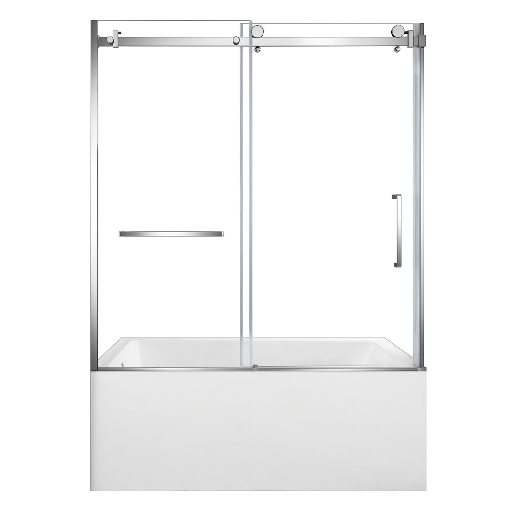 KVTAP603222L1 60 x 32 x 81.62 in. Acrylic Rectangular 3-Wall Alcove Tub Combo with Tub Door - White & Polished Chrome