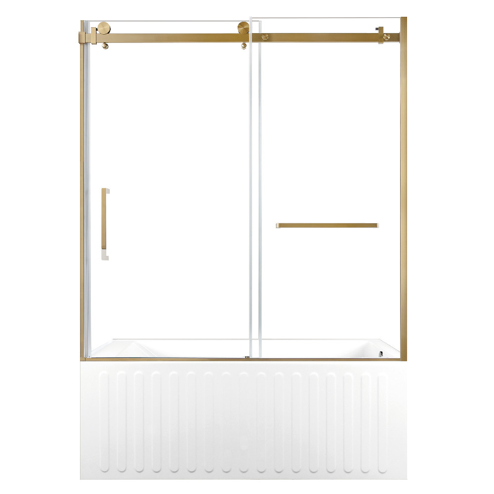 KVTDE603121R7 60 x 30.68 x 82.06 in. Acrylic Rectangular 3-Wall Alcove Tub Combo with Tub Door, White & Brushed Brass