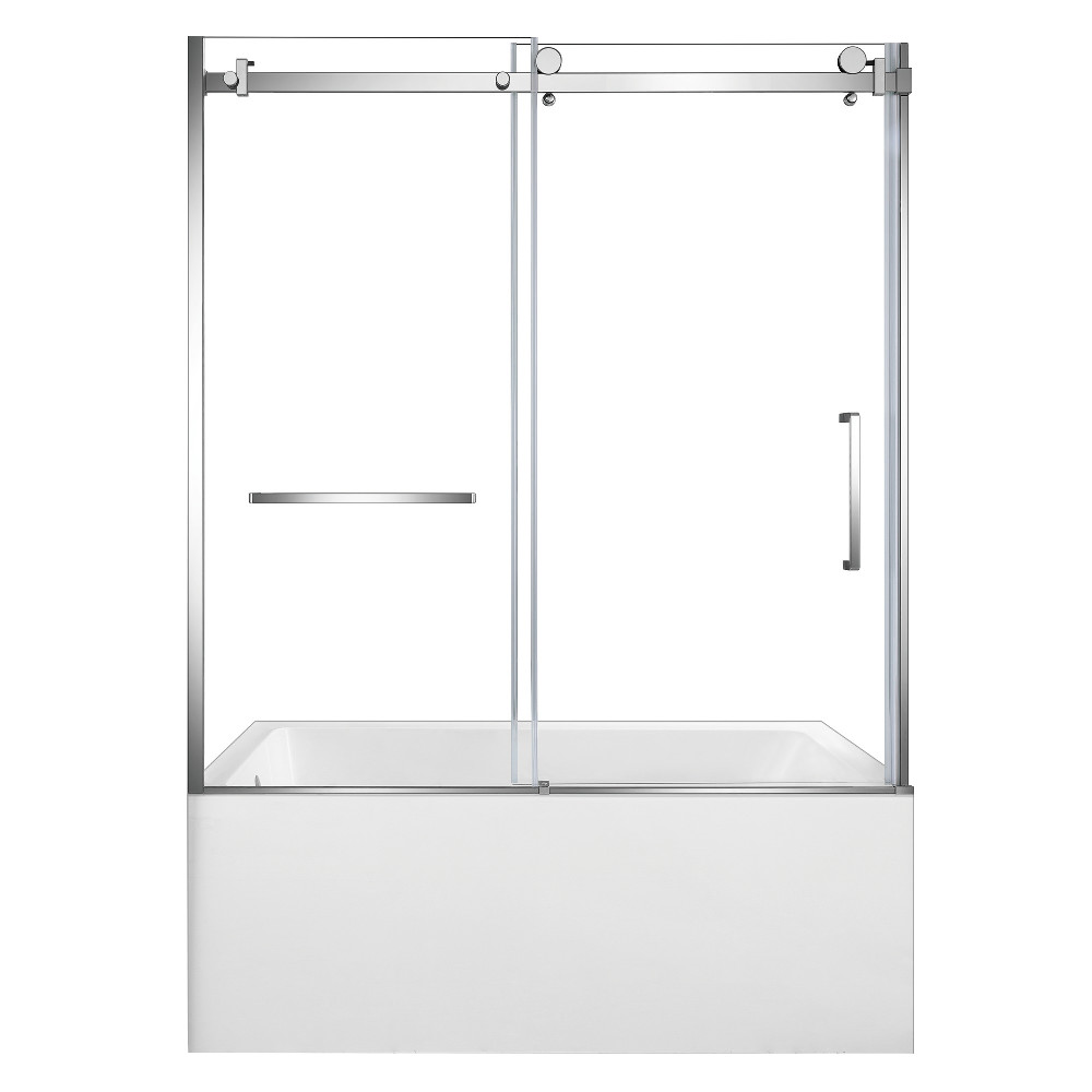 KVTAP6032L22C1 Acrylic Rectangular 3-Wall Anti-Skid Alcove Tub Combo with Tub Door, White & Polished Chrome
