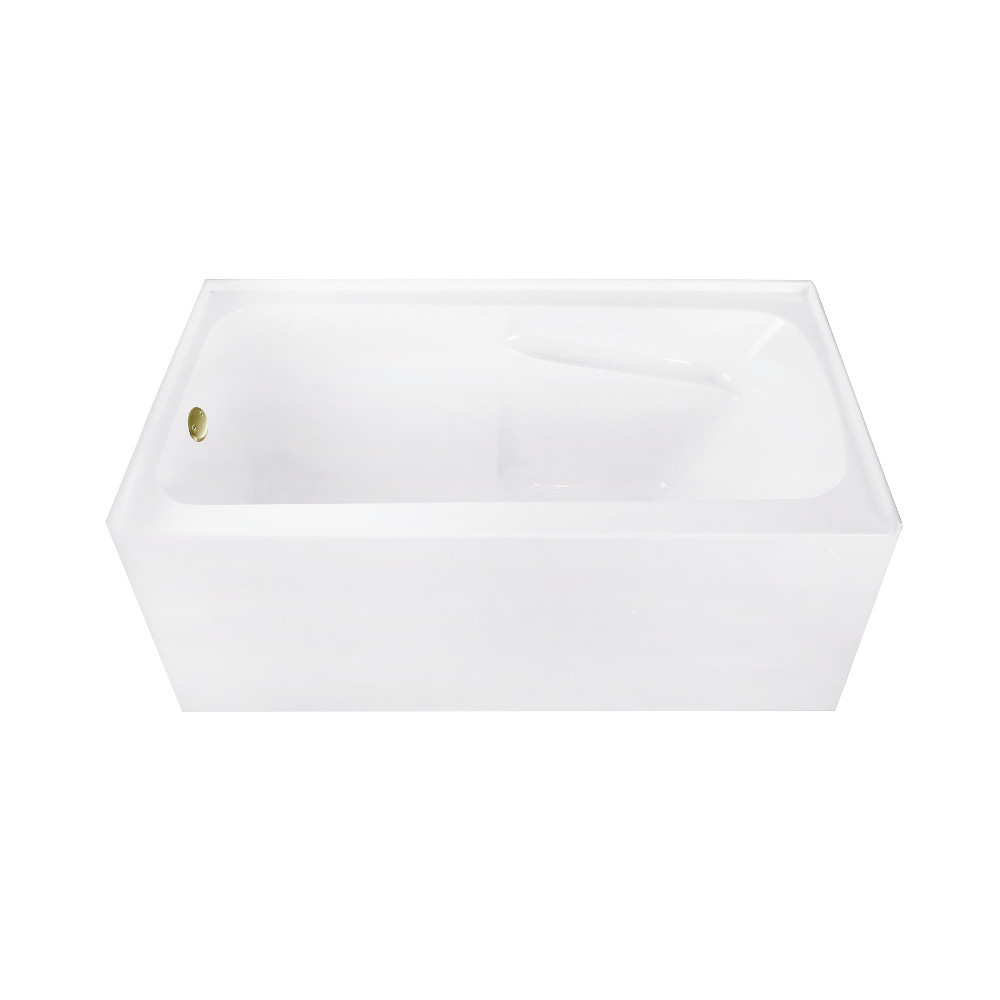 54in. Acrylic Rectangular Alcove Tub Combo - Glossy White & Antique Brass