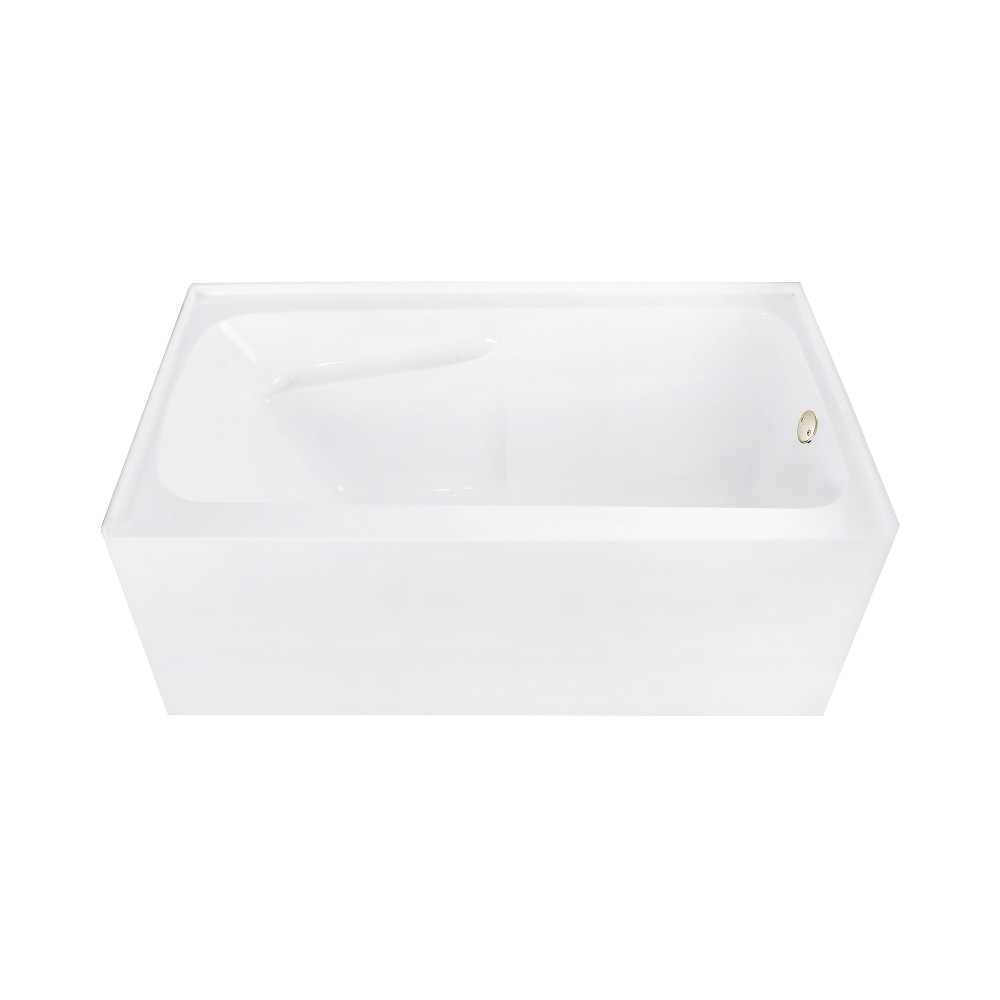 CVTAP543023R6 54 x 30 x 22.75 in. Acrylic Rectangular 3-Wall Alcove Tub Combo with Armrests & Waste & Overflow Drain - Glossy White & Polished Nickel
