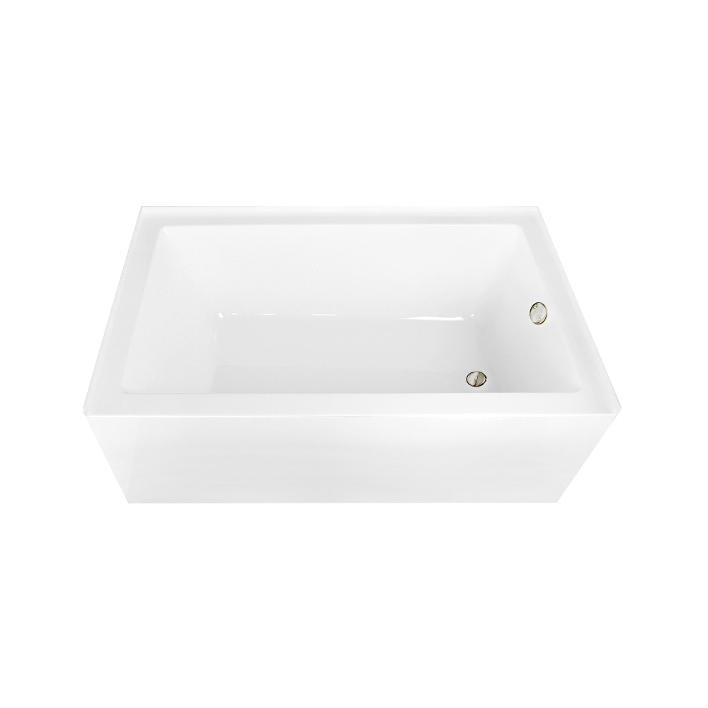 CVTAP603622R6 60 x 36 x 21.62 in. Acrylic Rectangular 3-Wall Alcove Tub Combo with Waste & Overflow Drain, Glossy White & Polished Nickel