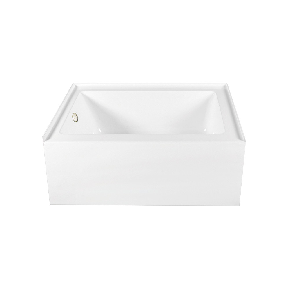 CVTAP603222L6 60 x 32 x 21.62 in. Acrylic Rectangular 3-Wall Alcove Tub Combo with Waste & Overflow Drain, Glossy White & Polished Nickel