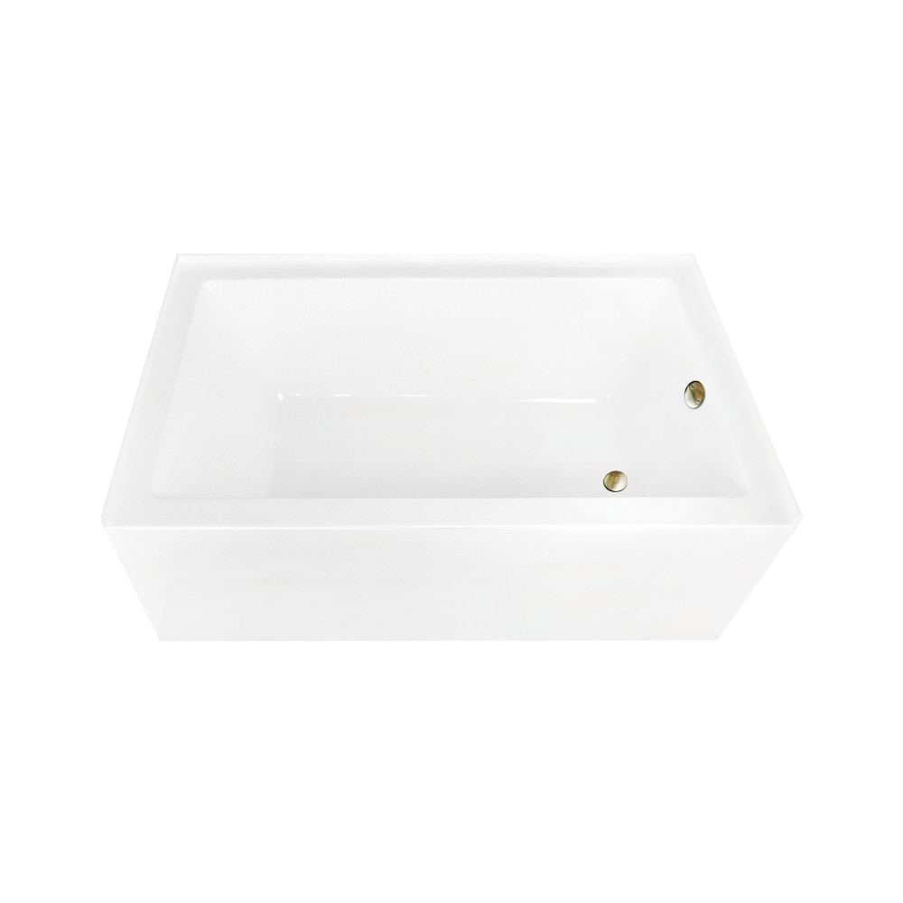 Acrylic Rectangular Alcove Tub Combo - Glossy White & Antique Brass