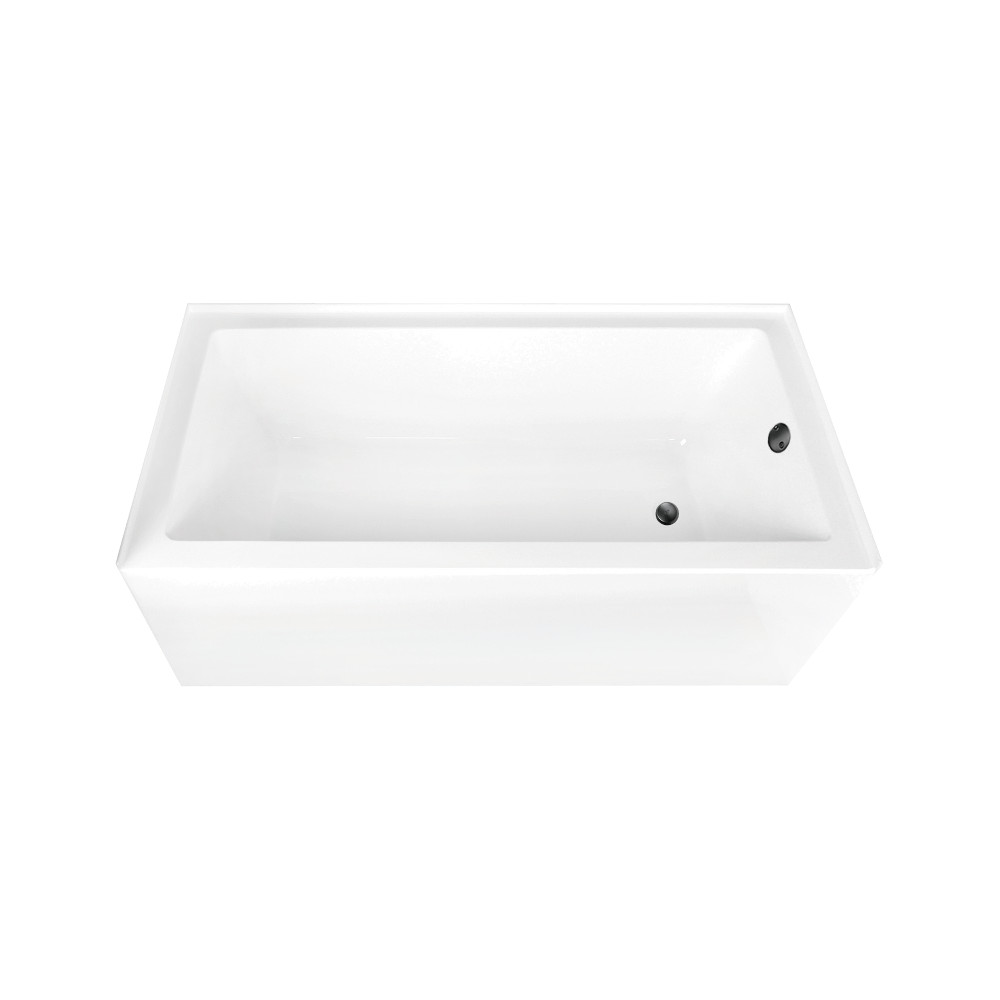 CVTAP663222R0 66 in. Acrylic Rectangular 3-Wall Alcove Tub Combo with Waste & Overflow Drain, Glossy White & Matte Black