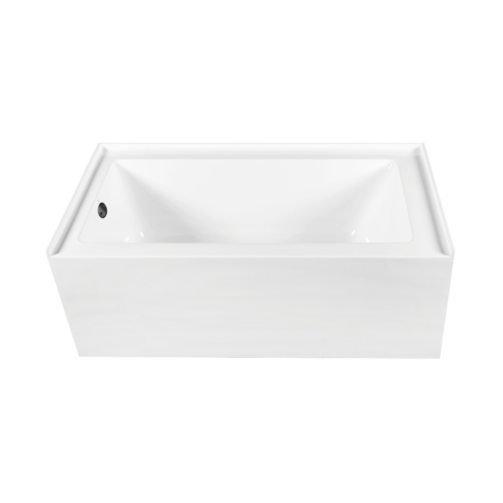CVTDE603122L0 60 x 30.68 x 22.06 in. Acrylic Rectangular 3-Wall Alcove Tub Combo with Waste & Overflow Drain, Glossy White & Matte Black