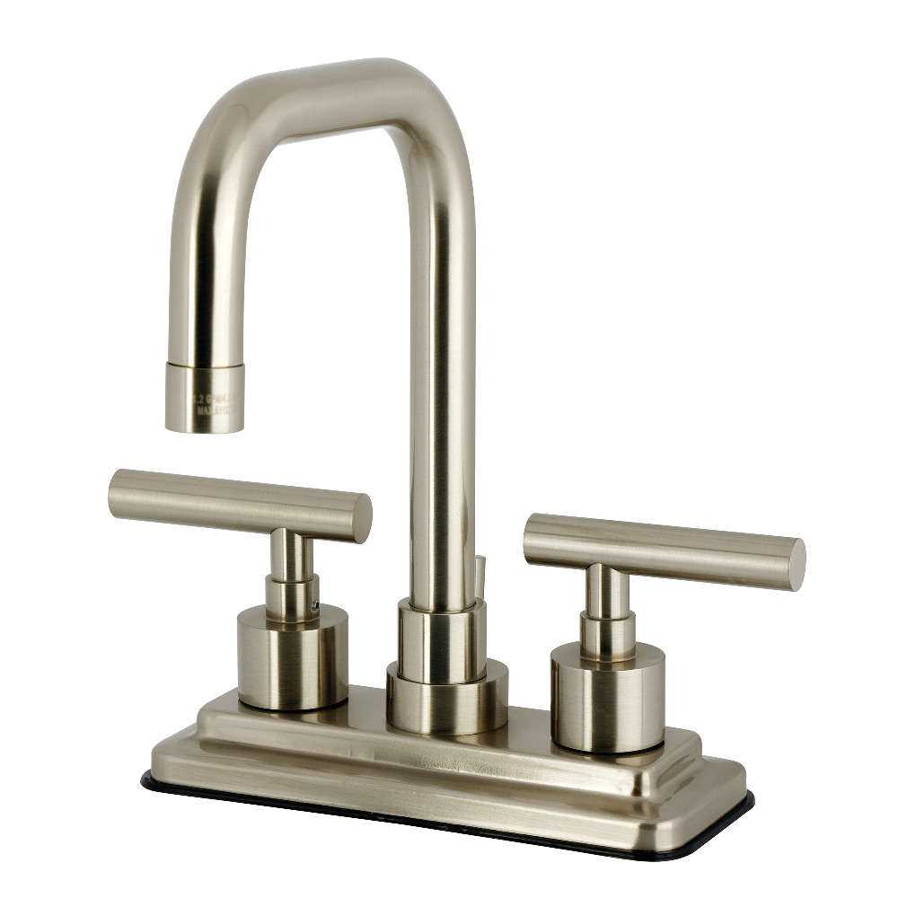 KS6648CML Manhattan Double-Handle 4 in. Center Set Bathroom Faucet with Brass Pop-Up - Brushed Nickel